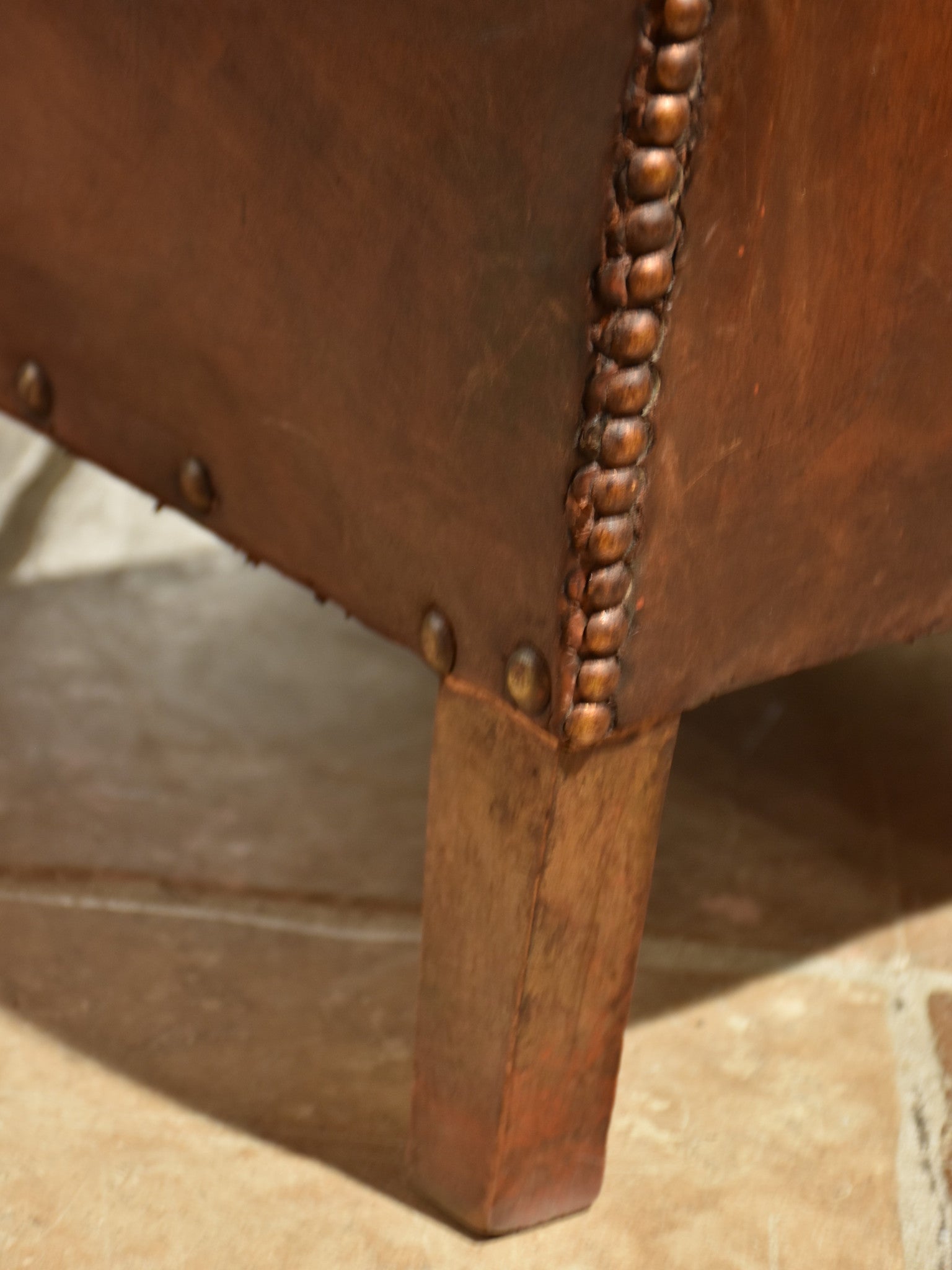 1940’s French leather club chair – square