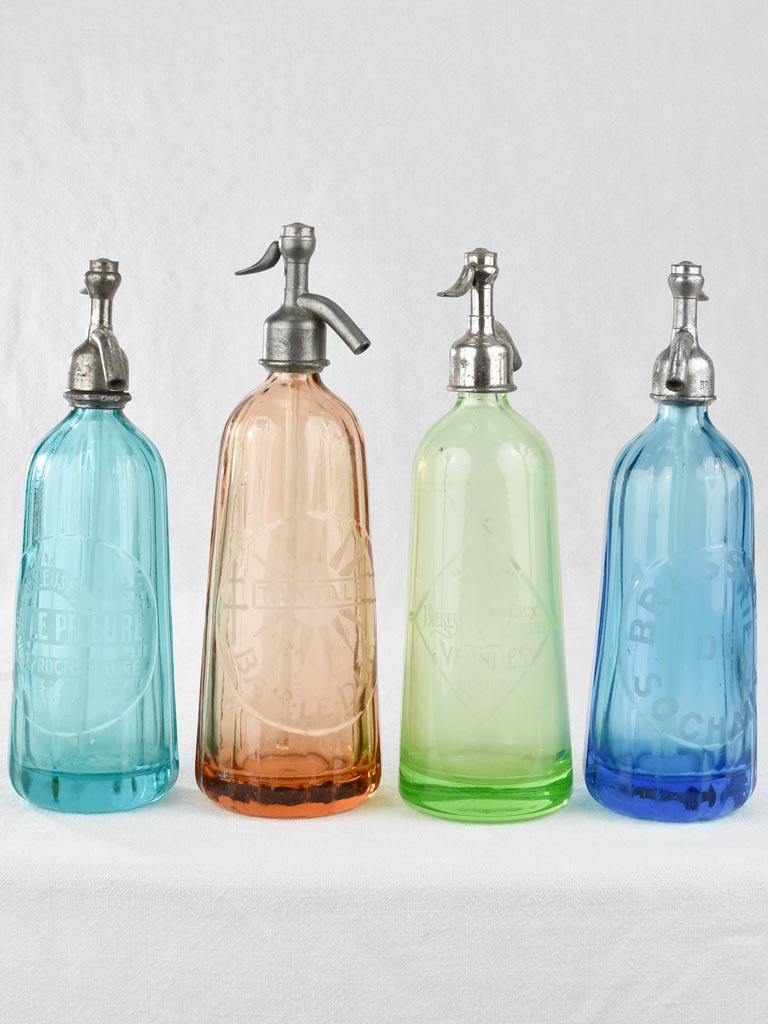 Collection of 4 early 20th century Seltzer bottles 12½"