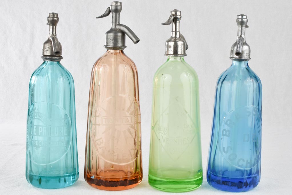 Collection of 4 early 20th century Seltzer bottles 12½"