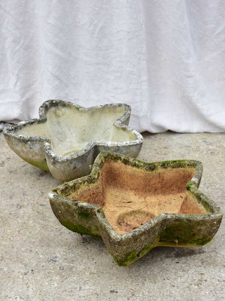 Two mid-century star-shaped garden planters - reconstituted stone