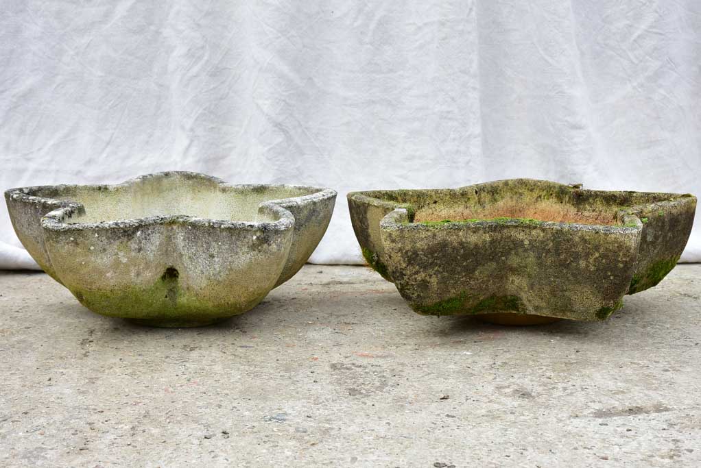 Two mid-century star-shaped garden planters - reconstituted stone