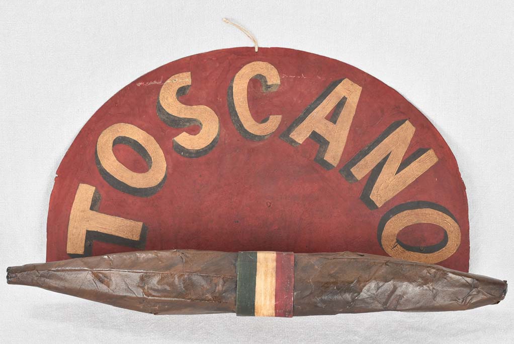 Antique Italian Toscano cigar sign 25½" x 14¼"