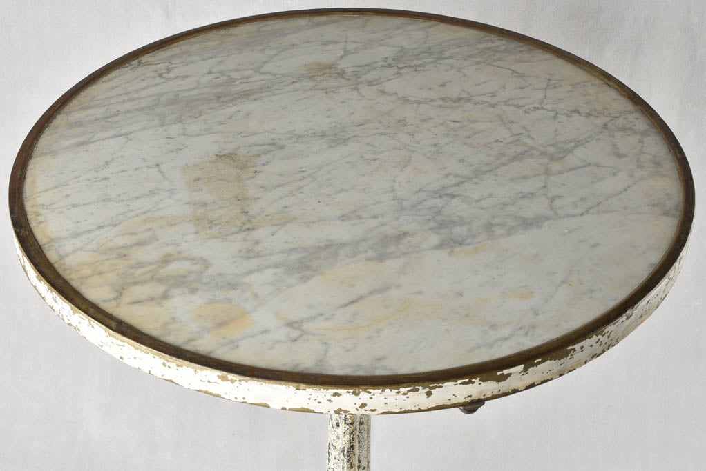 Antique French bistro table w/ marble top & cast iron base