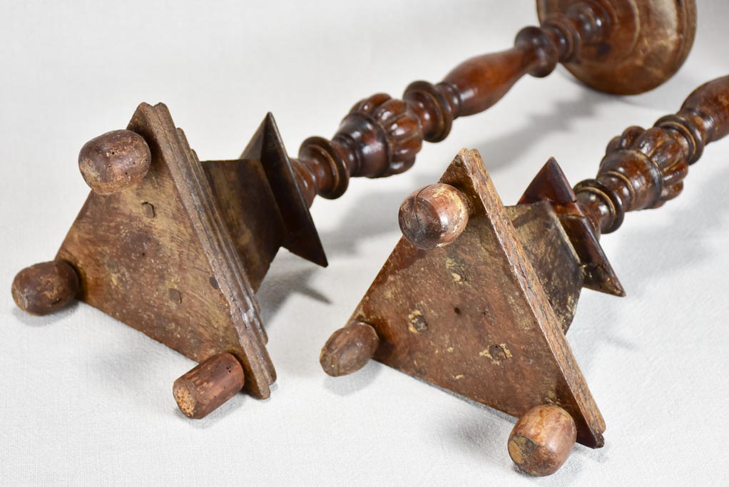 Historic Antique Provencal Wood Candlesticks