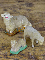 Three antique French sheep figurines