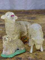 Three antique French sheep figurines