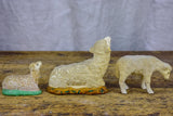 Three antique French sheep figurines