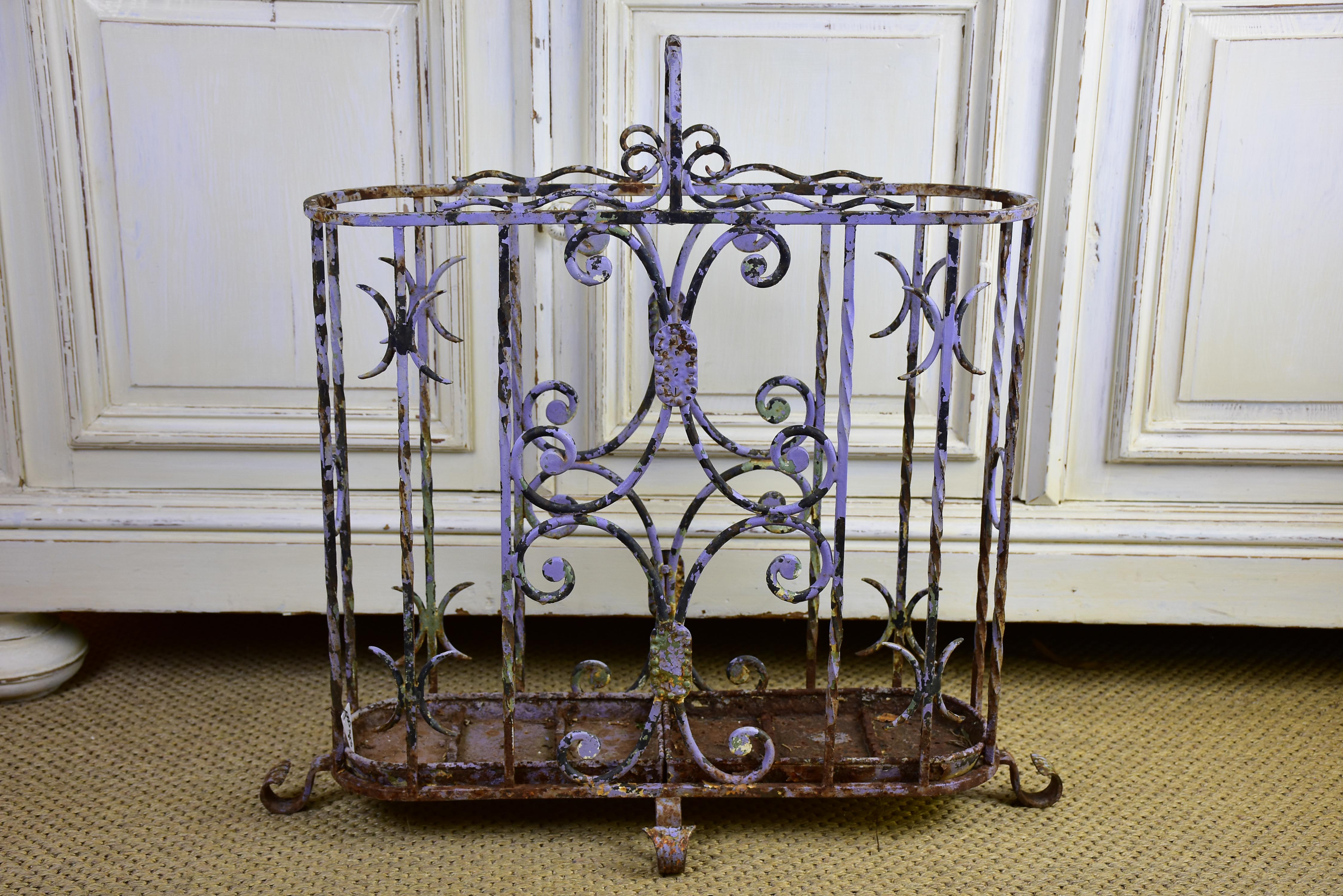 Antique wrought iron umbrella stand