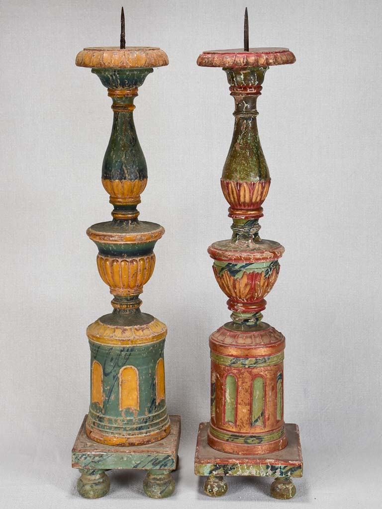 Two 18th-century Italian candlesticks from a chapel 27¼"