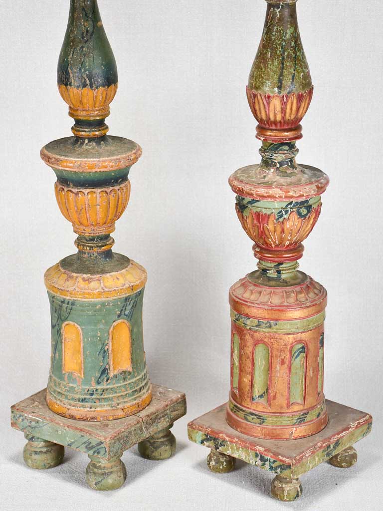 Two 18th-century Italian candlesticks from a chapel 27¼"