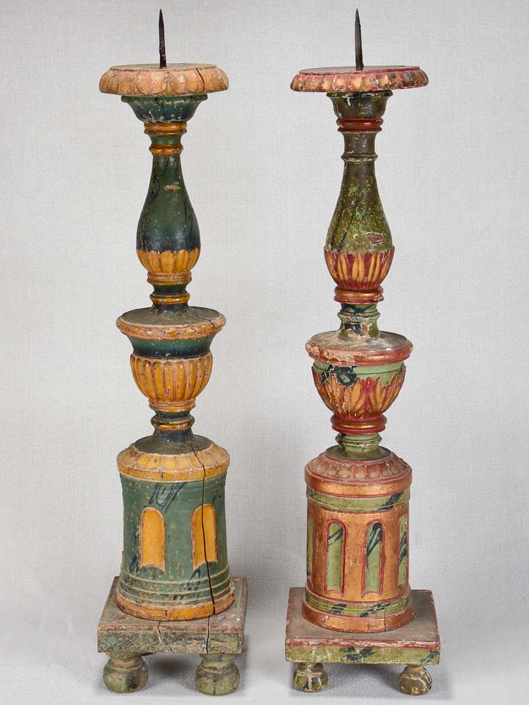 Two 18th-century Italian candlesticks from a chapel 27¼"