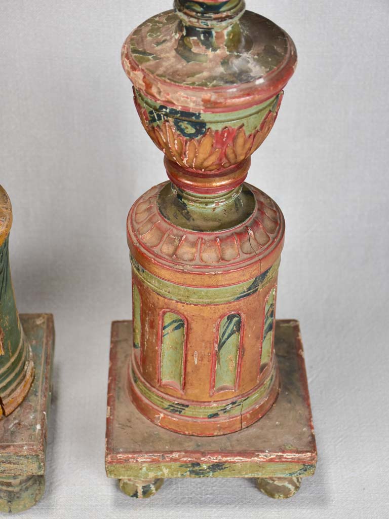 Two 18th-century Italian candlesticks from a chapel 27¼"