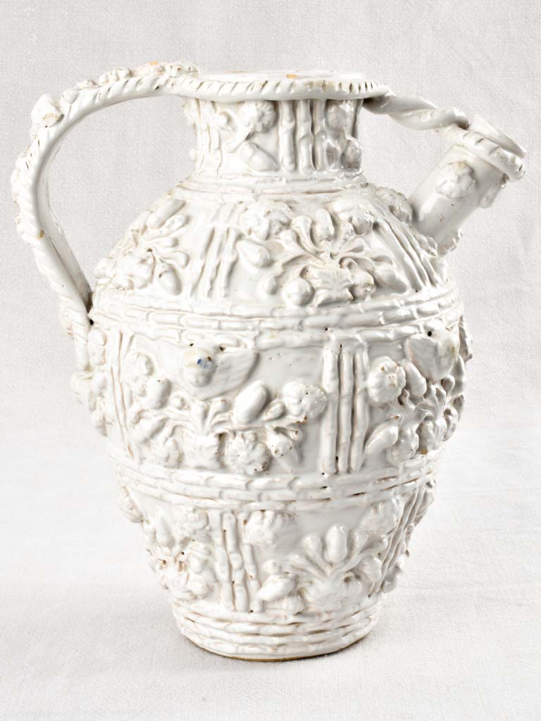 Tessier unique relief-decorated pottery vase