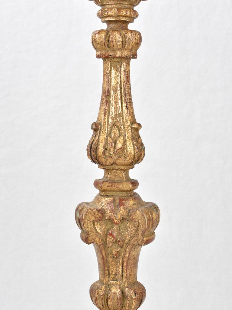 2 gilded altar candlesticks, 18th-century, 25½"