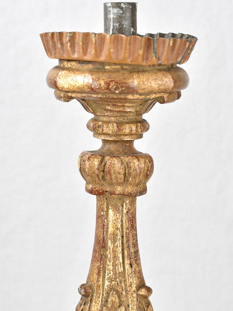 2 gilded altar candlesticks, 18th-century, 25½"