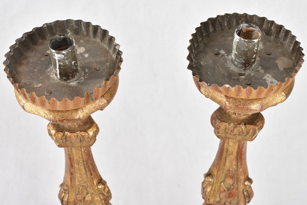 2 gilded altar candlesticks, 18th-century, 25½"