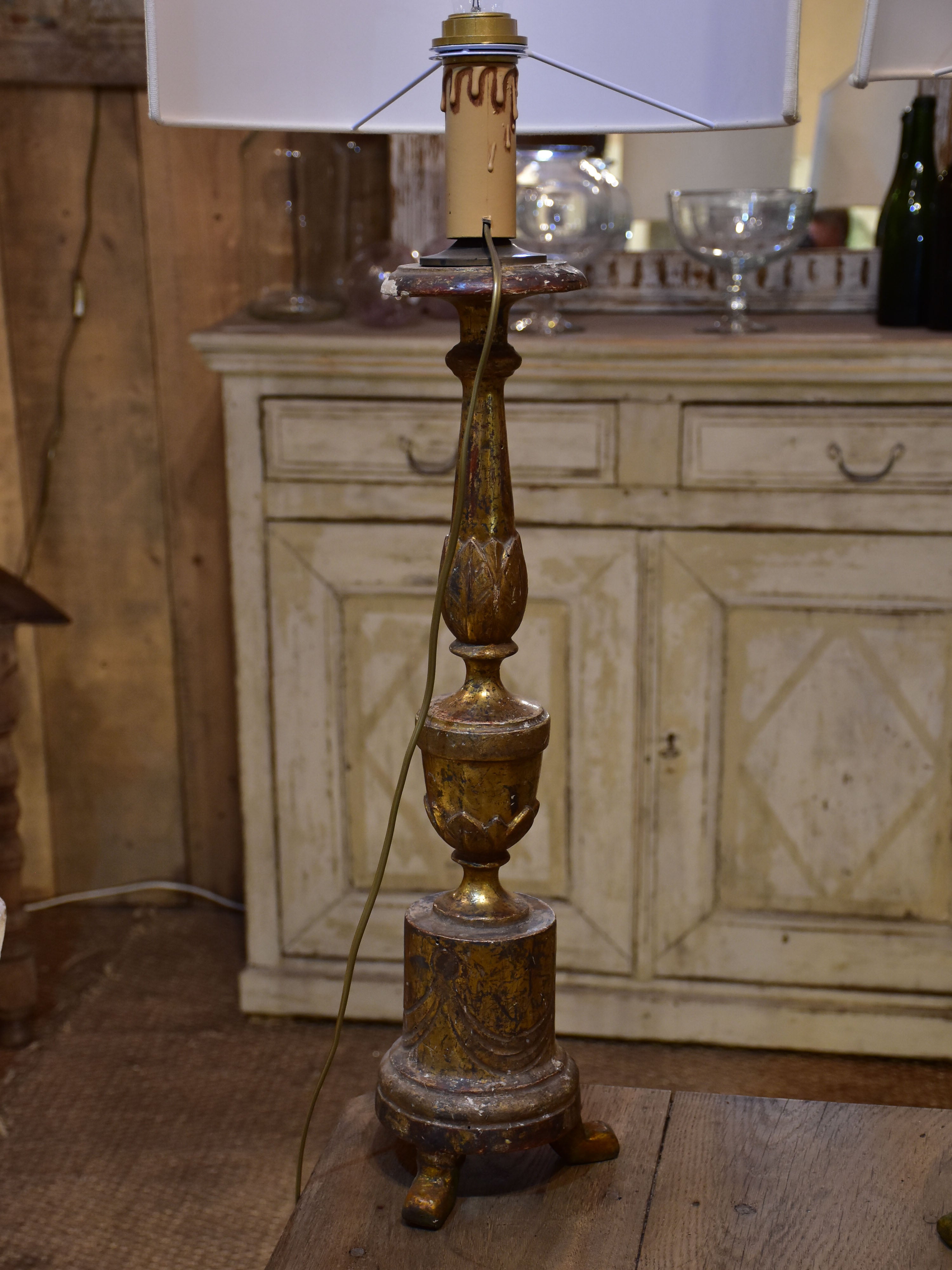 Pair of 19th century Italian candlestick lamps