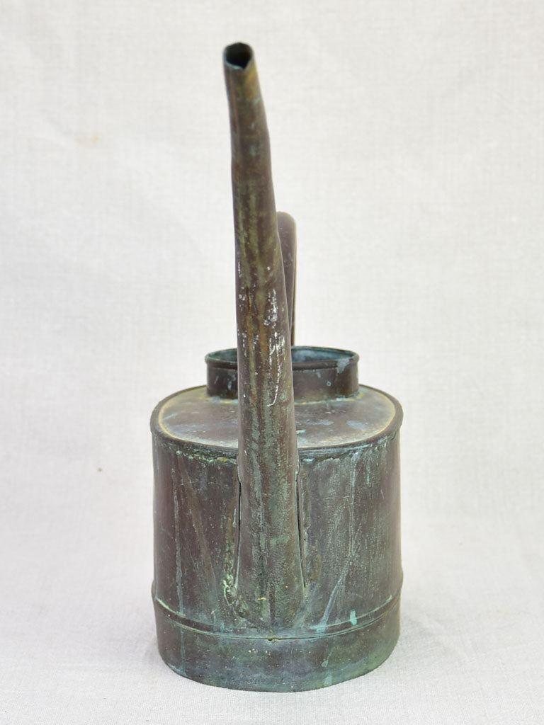 19th century French flower copper watering can with long spout