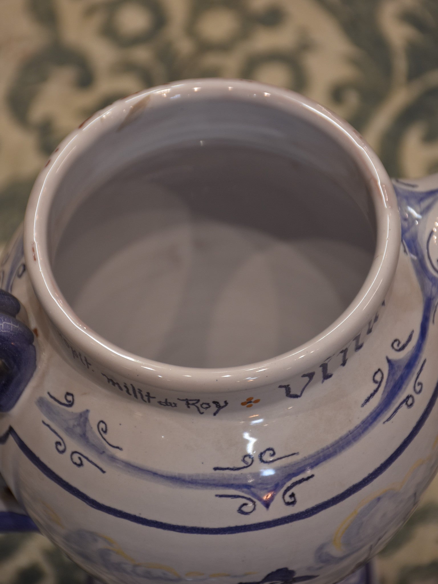 Vintage blue and white French apothecary jug