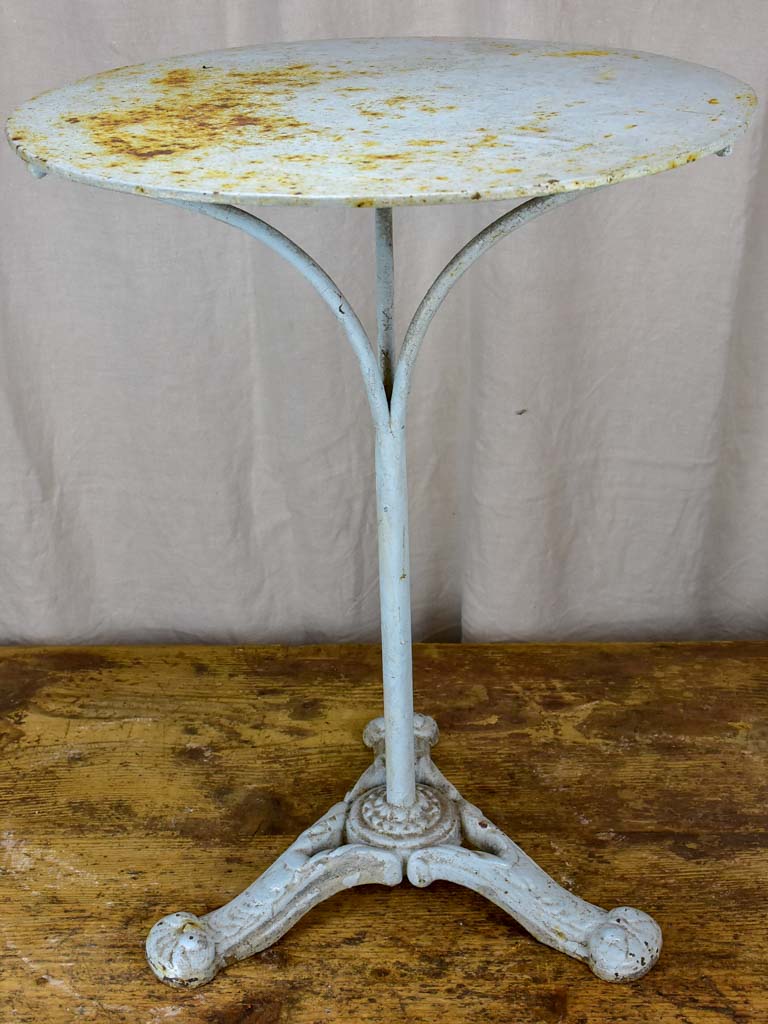 Antique French garden table with pale blue patina