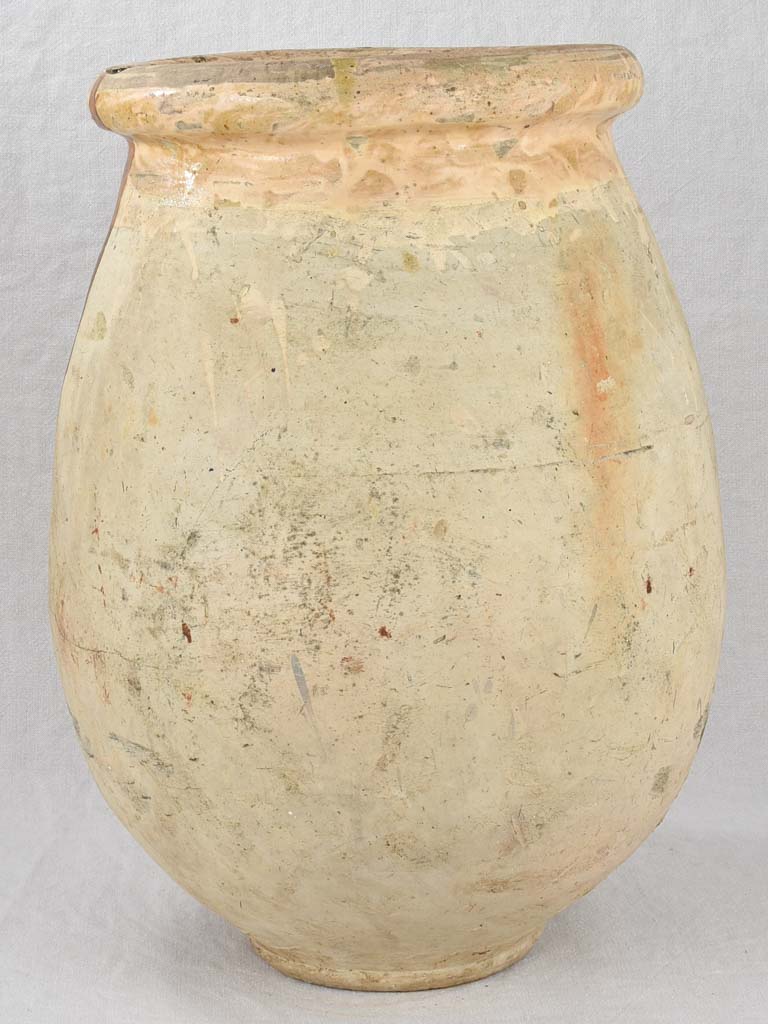 Medium early 19th century French olive jar with 'S' 24¾"