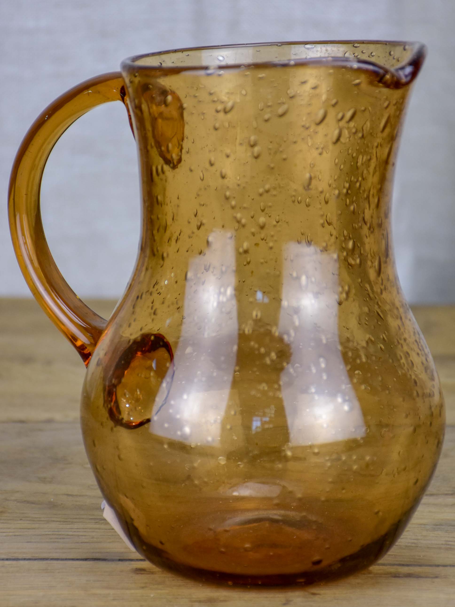 Vintage French glass water pitcher from Biot, France