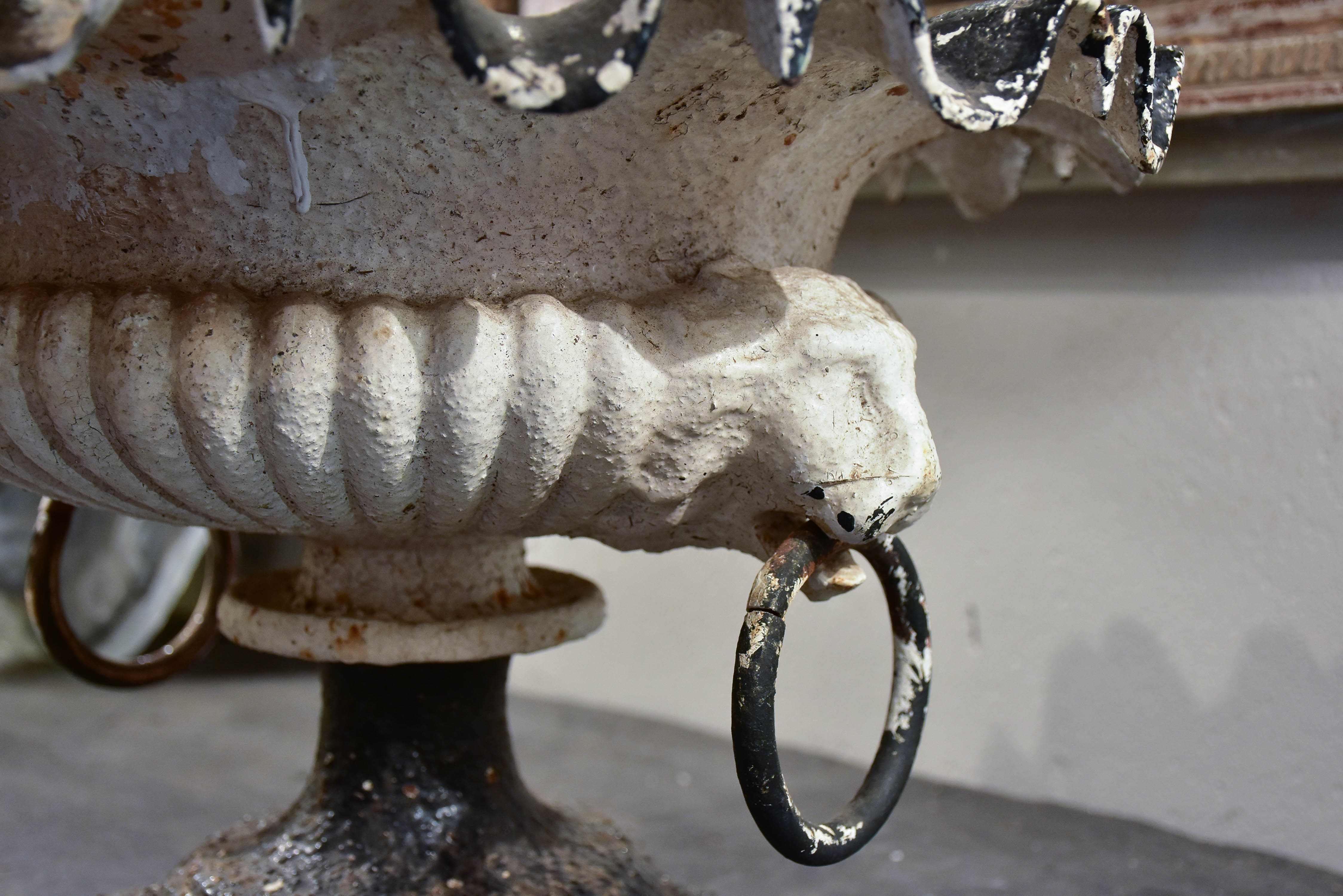 Antique French Medici urn with lion's head handles