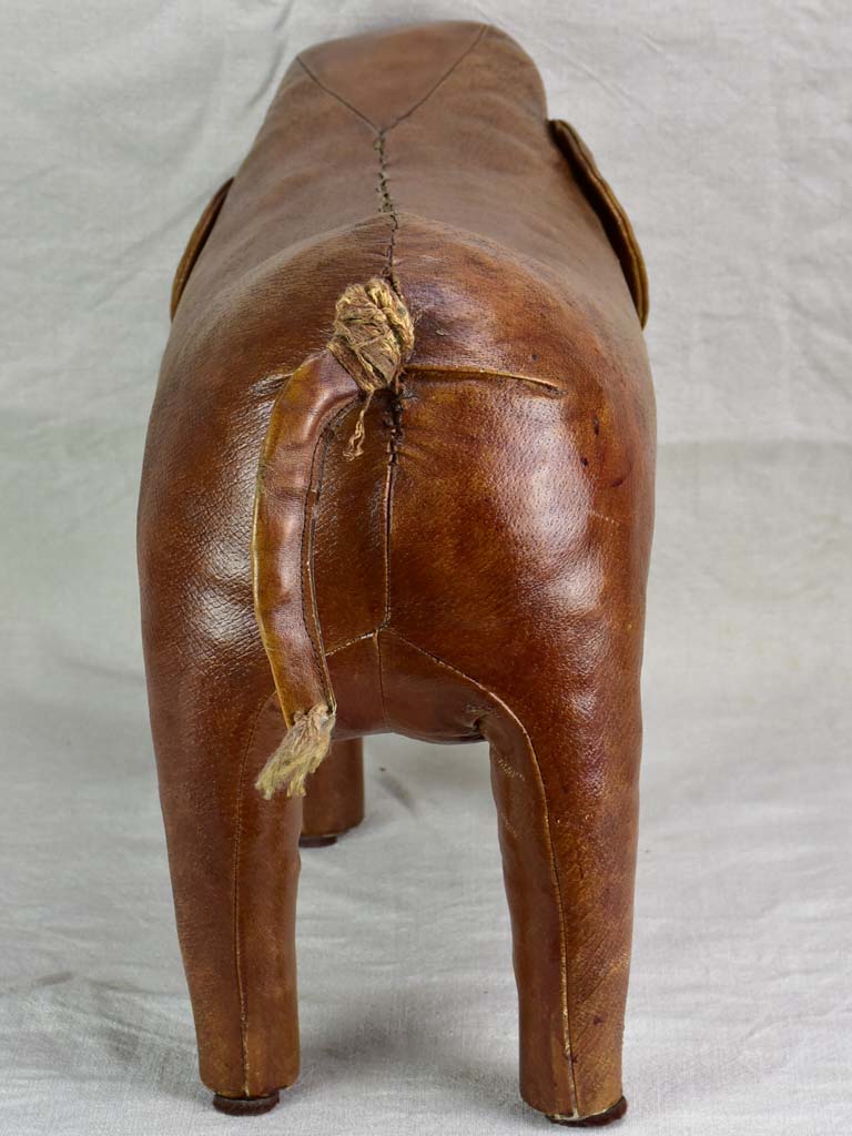 Mid century Spanish leather foot rest - elephant