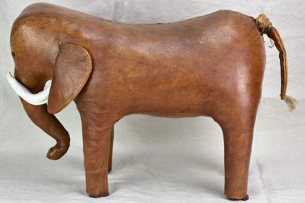 Mid century Spanish leather foot rest - elephant