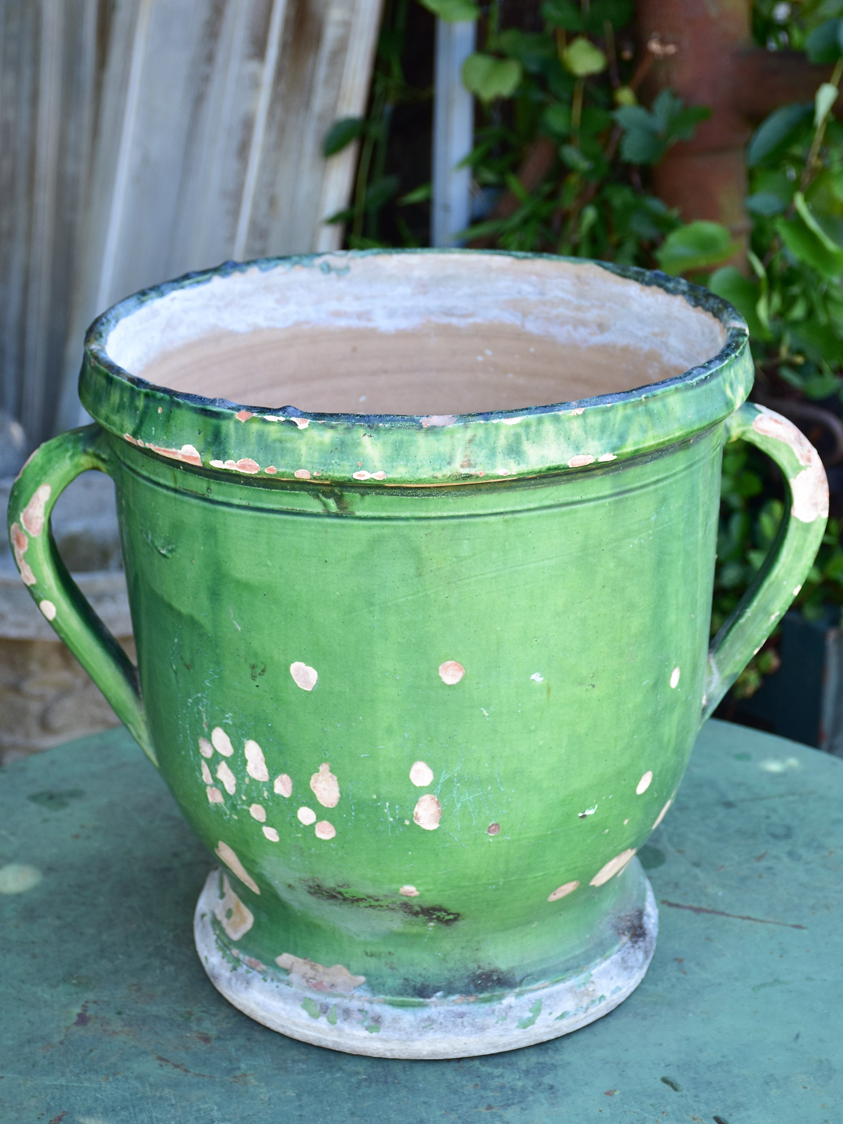 19th century Castelnaudary garden planter with green glaze