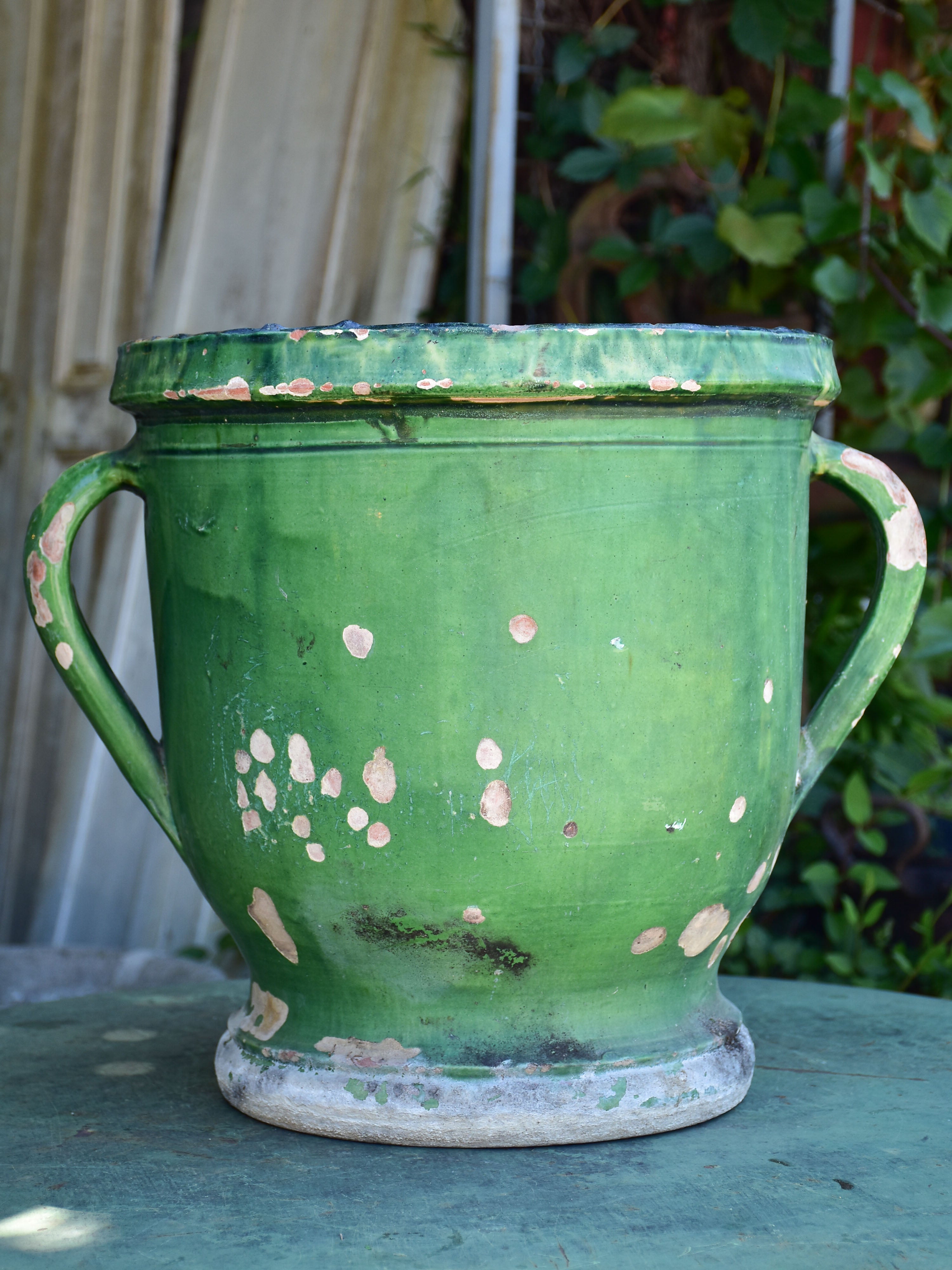 19th century Castelnaudary garden planter with green glaze