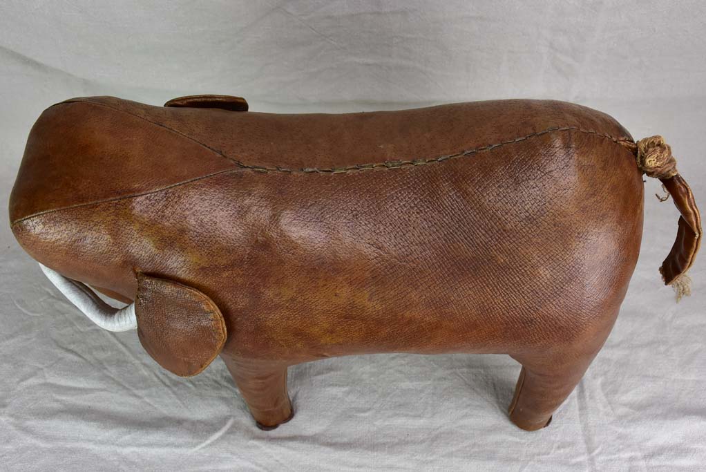 Mid century Spanish leather foot rest - elephant