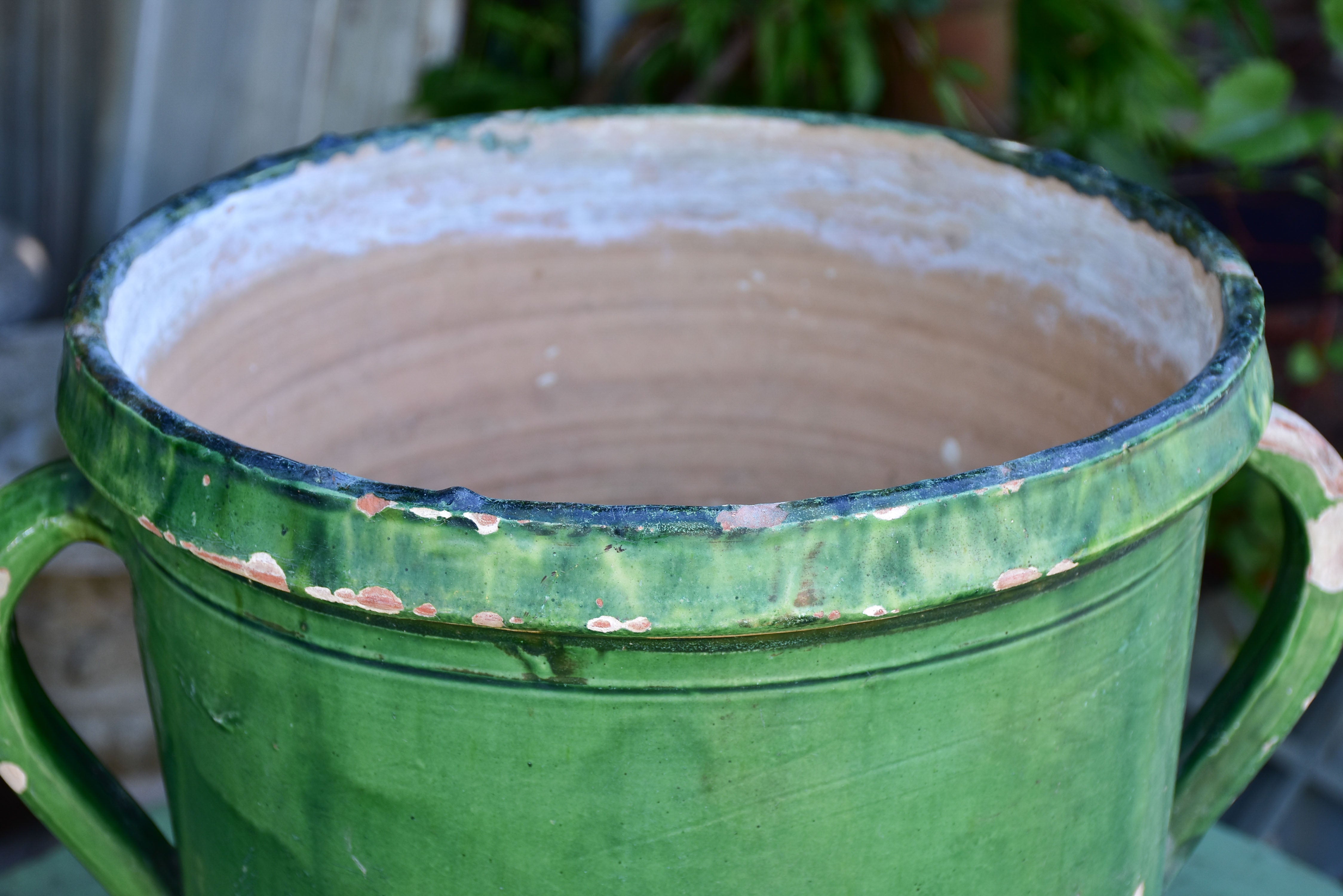 19th century Castelnaudary garden planter with green glaze