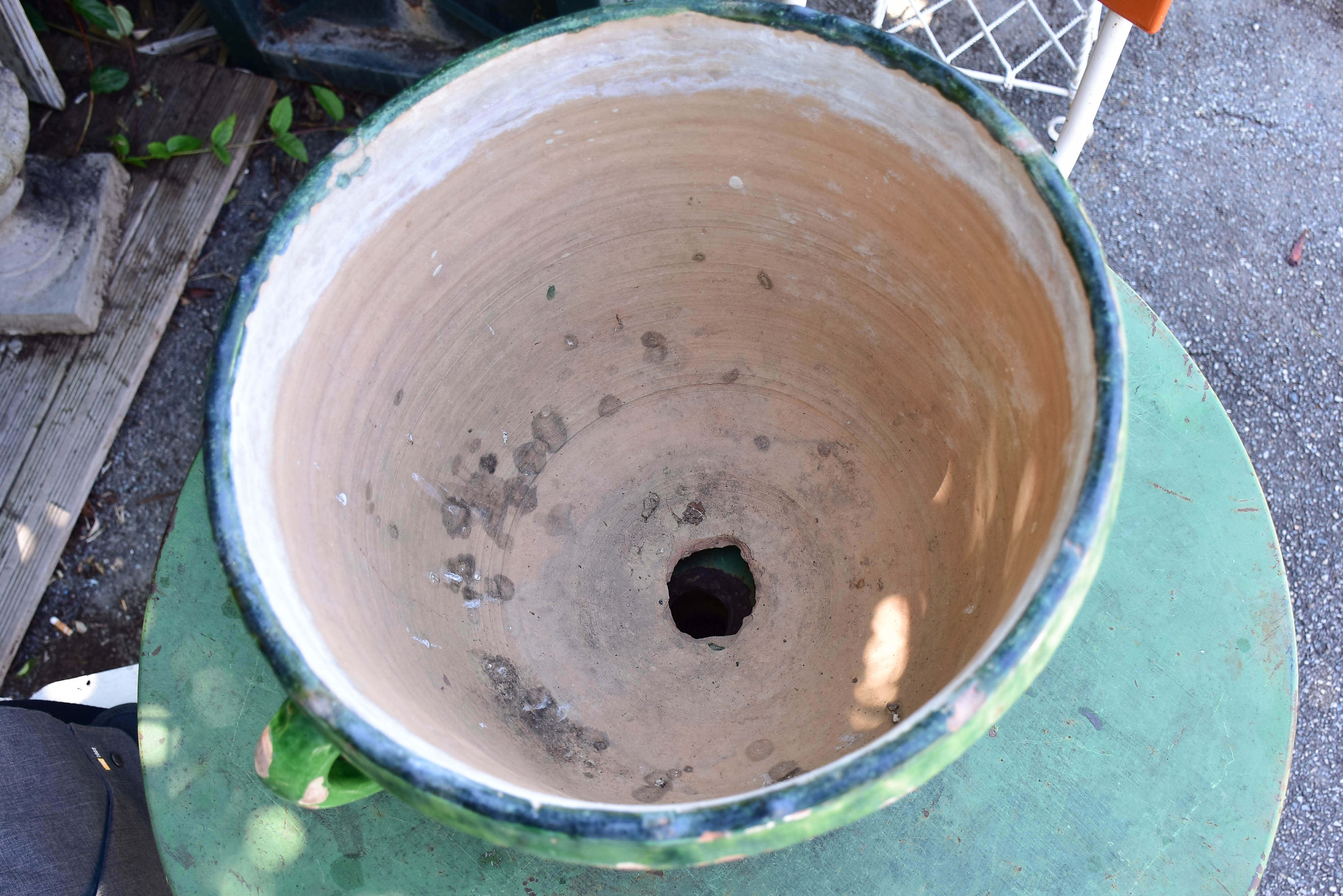 19th century Castelnaudary garden planter with green glaze