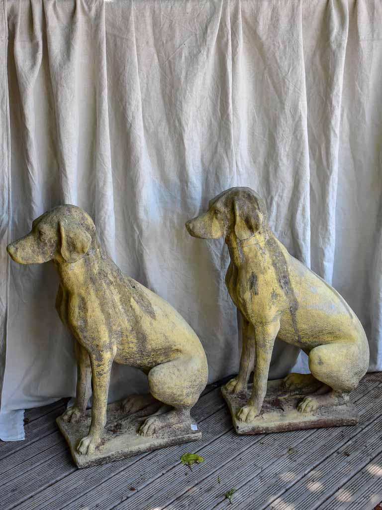 Pair of garden sculptures of dogs - 1950s