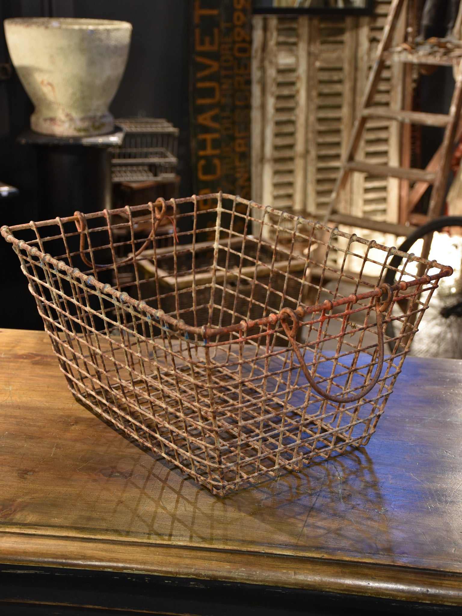 Vintage French oyster basket - set of four