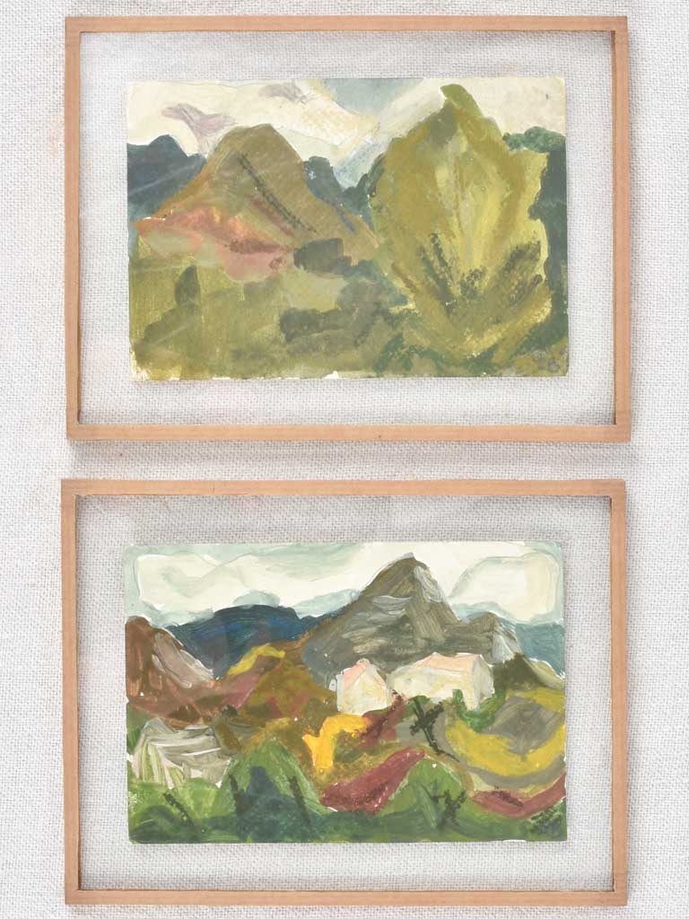 2 landscape paintings, Caroline Beauzon 5½" x 7"