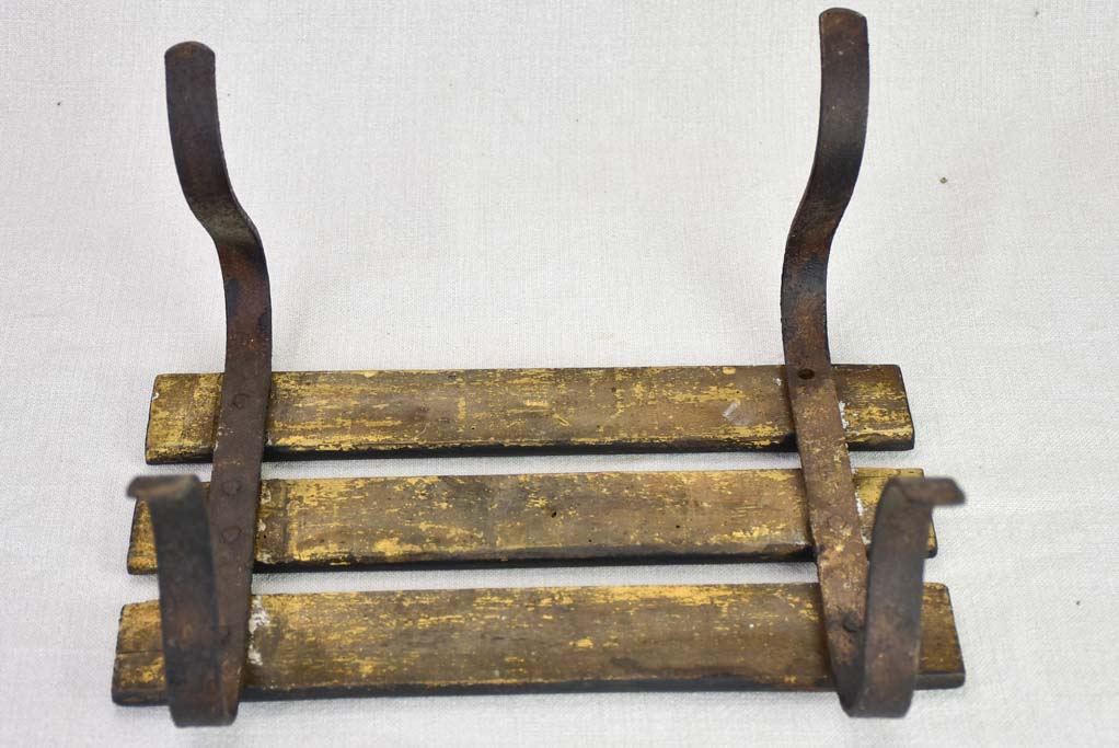 Antique French footstool - iron and wood