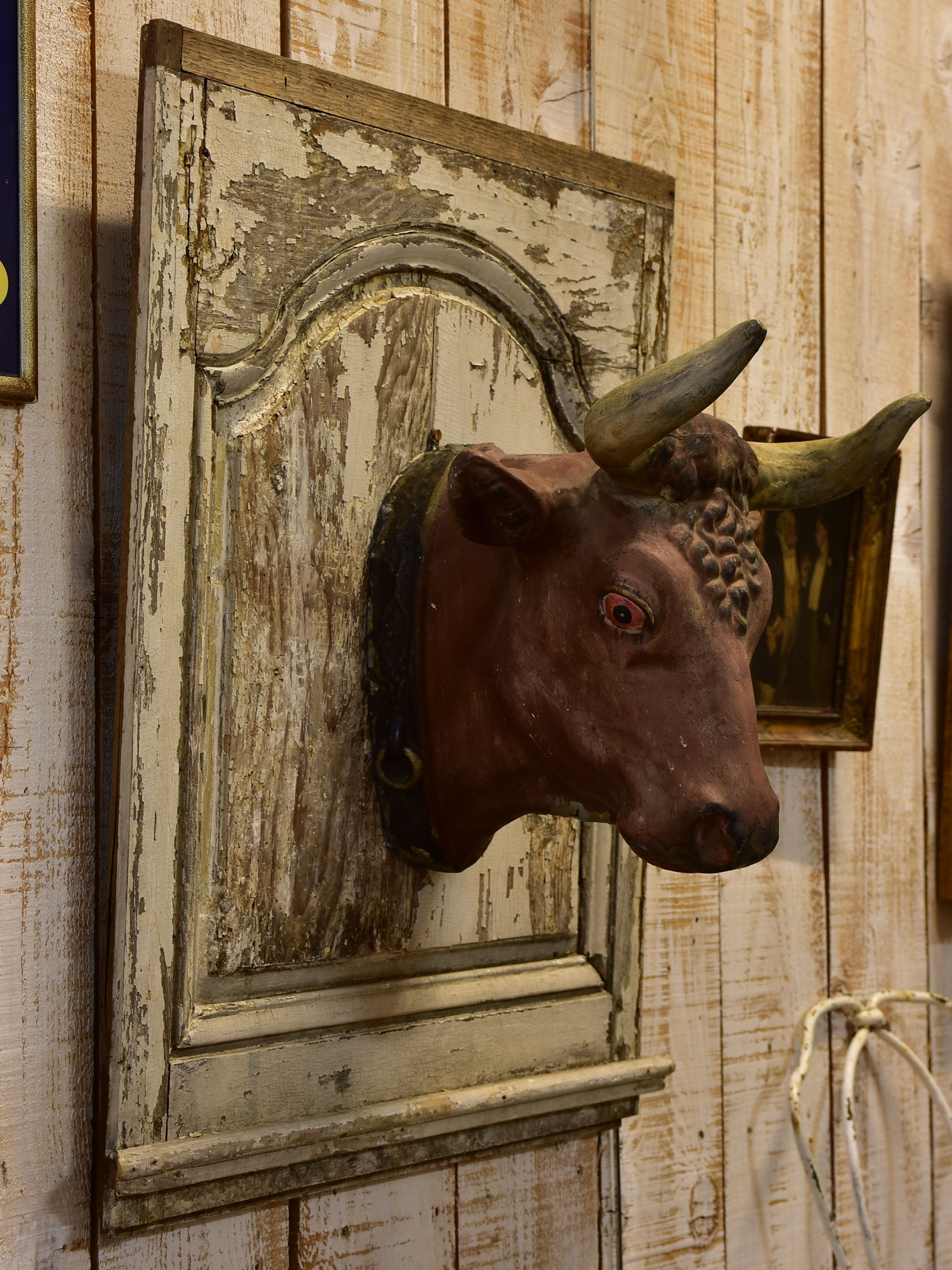 Rustic French cows head from a Butcher’s shop