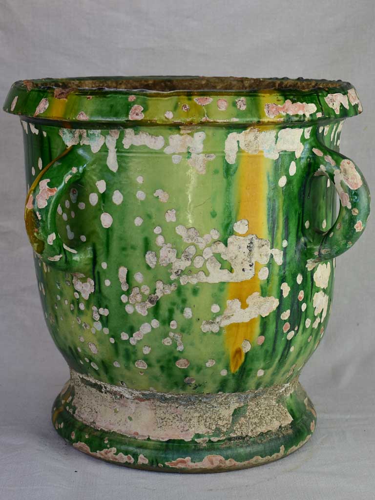 19th century French planter from Castelnaudary with green glaze four handles