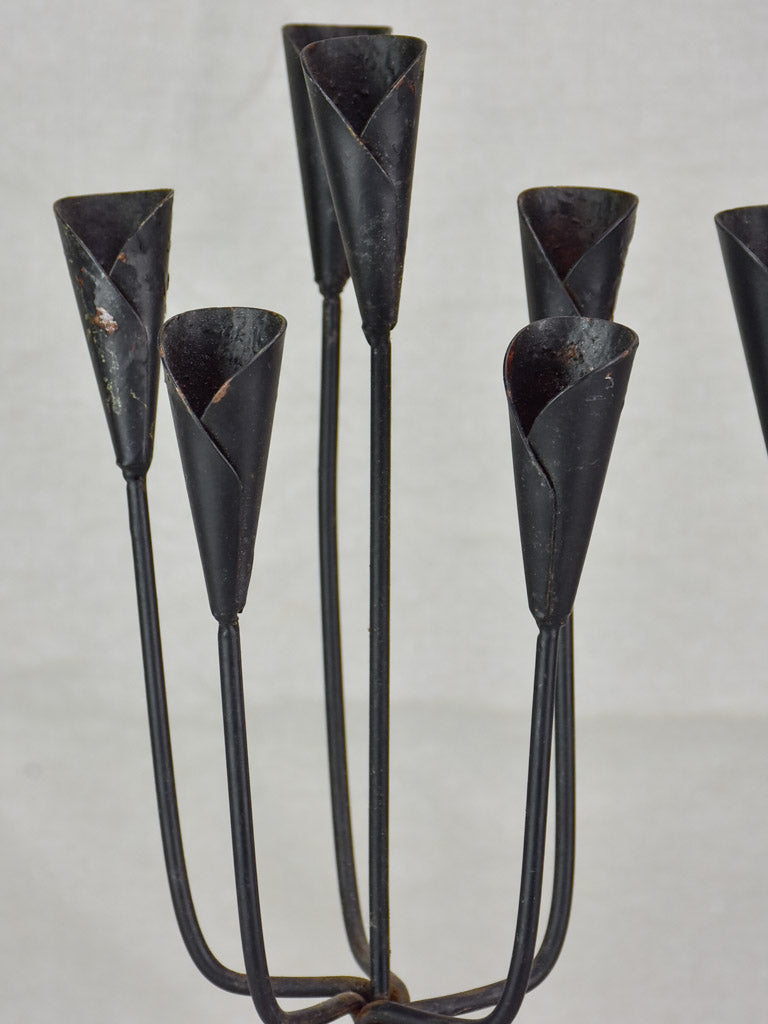 Pair of iron candlesticks - six candles 17"