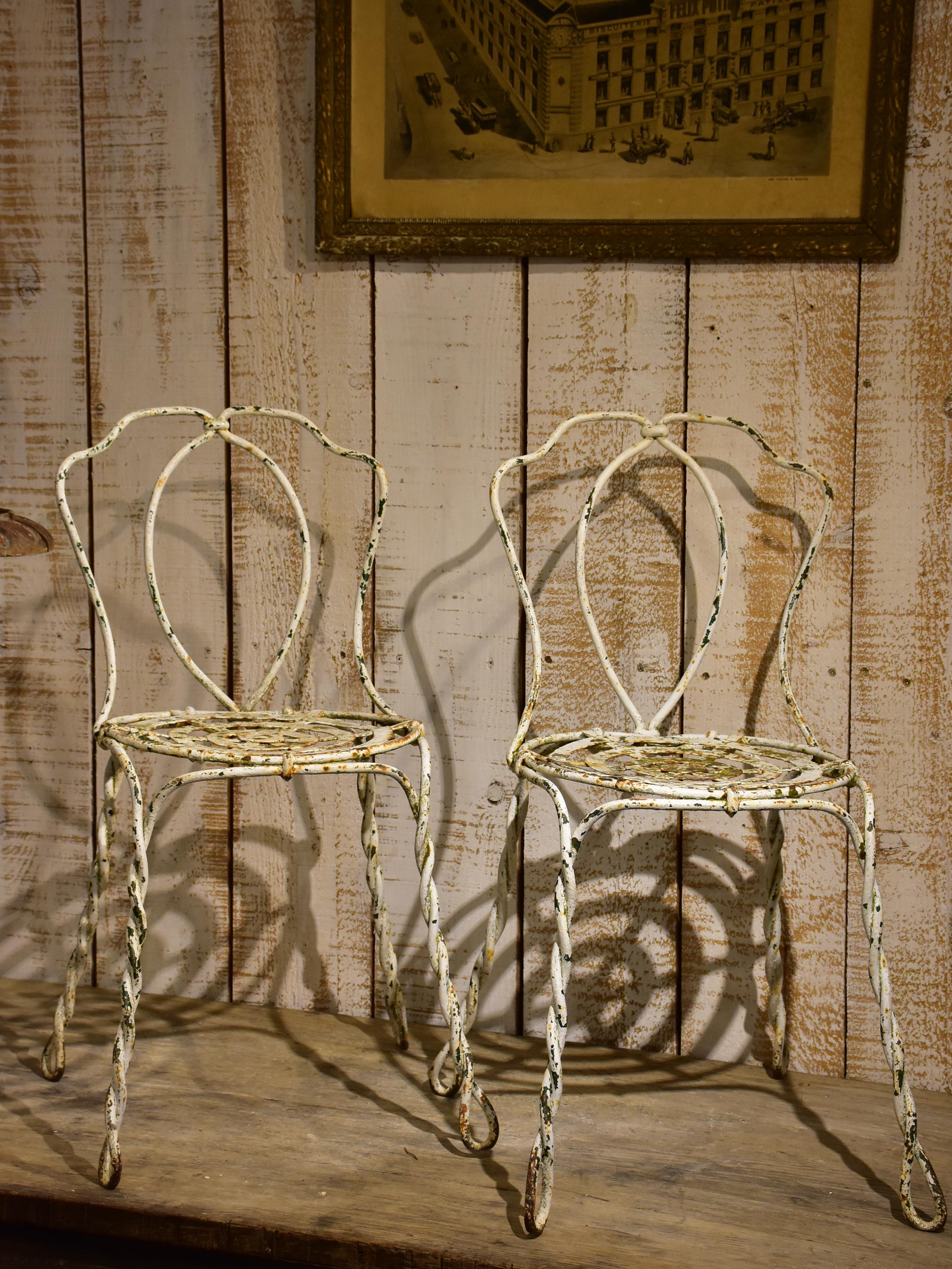 Pair of antique French garden chairs