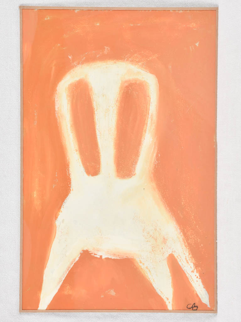 White Tolix chair on orange - Caroline Beauzon 15" x 22¾"