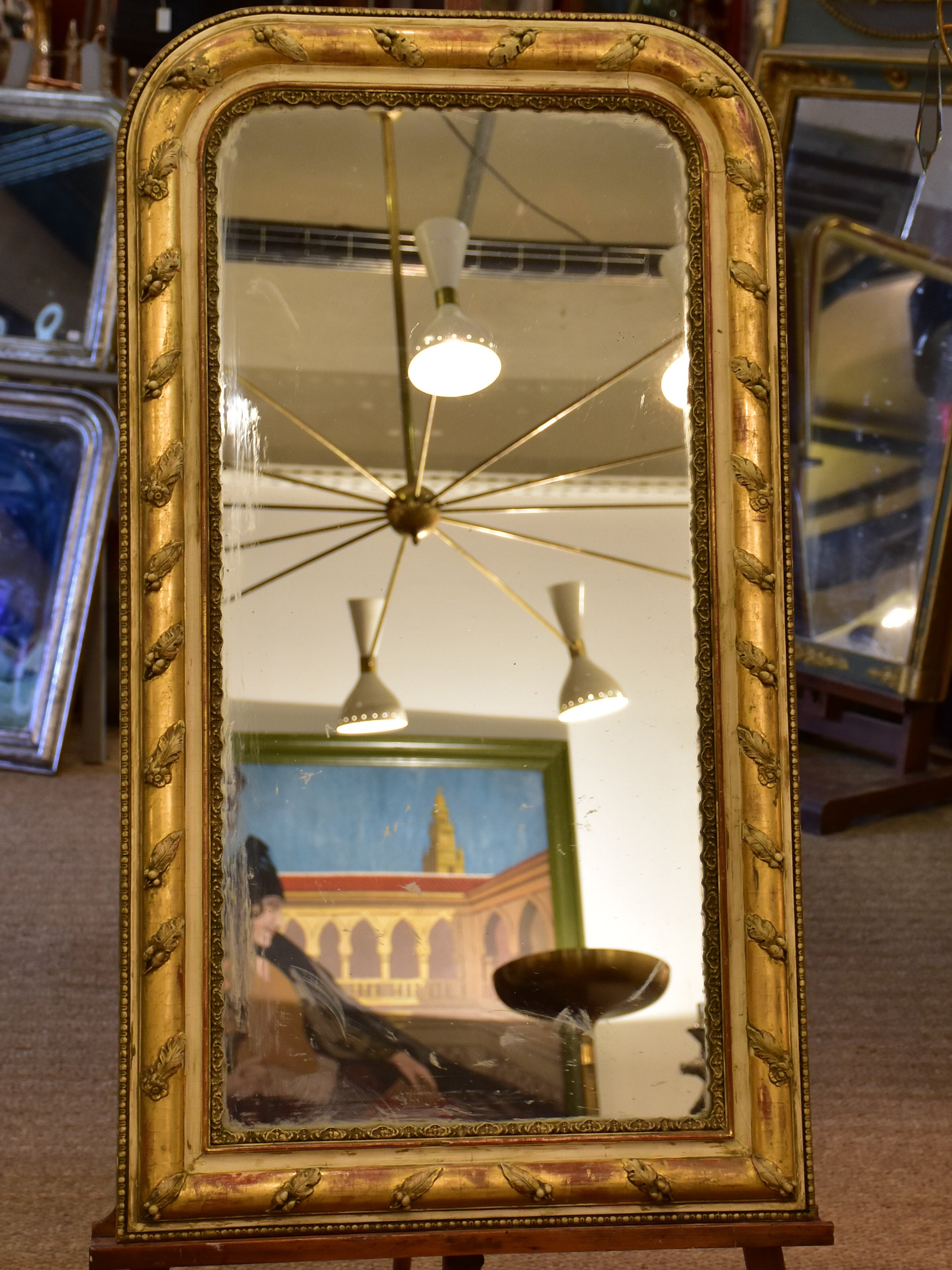 19th century Louis Philippe mirror with foliage decoration