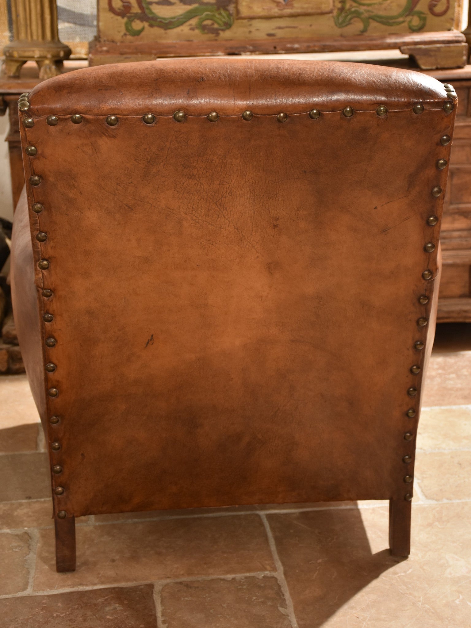 Vintage French leather club chair