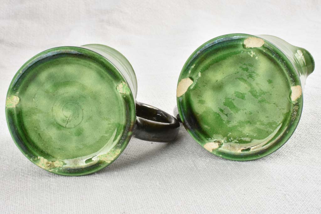 20 piece Dieulefit tea service with green glaze 1940s