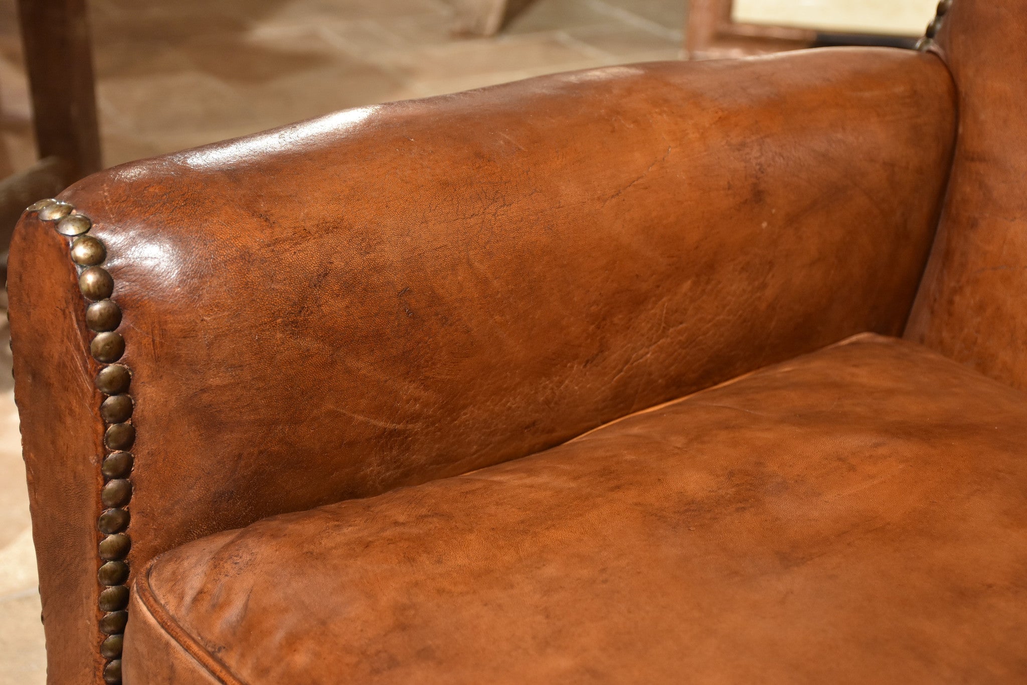 Vintage French leather club chair