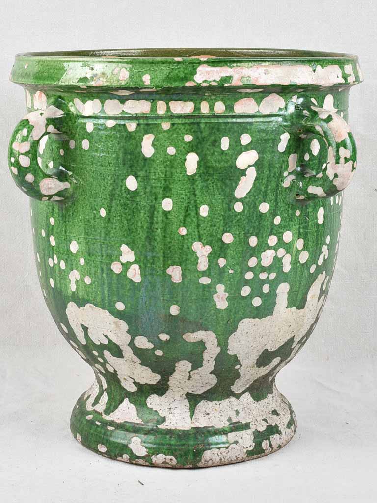 19th century green Castelnaudary planter w/ 4 handles 22"