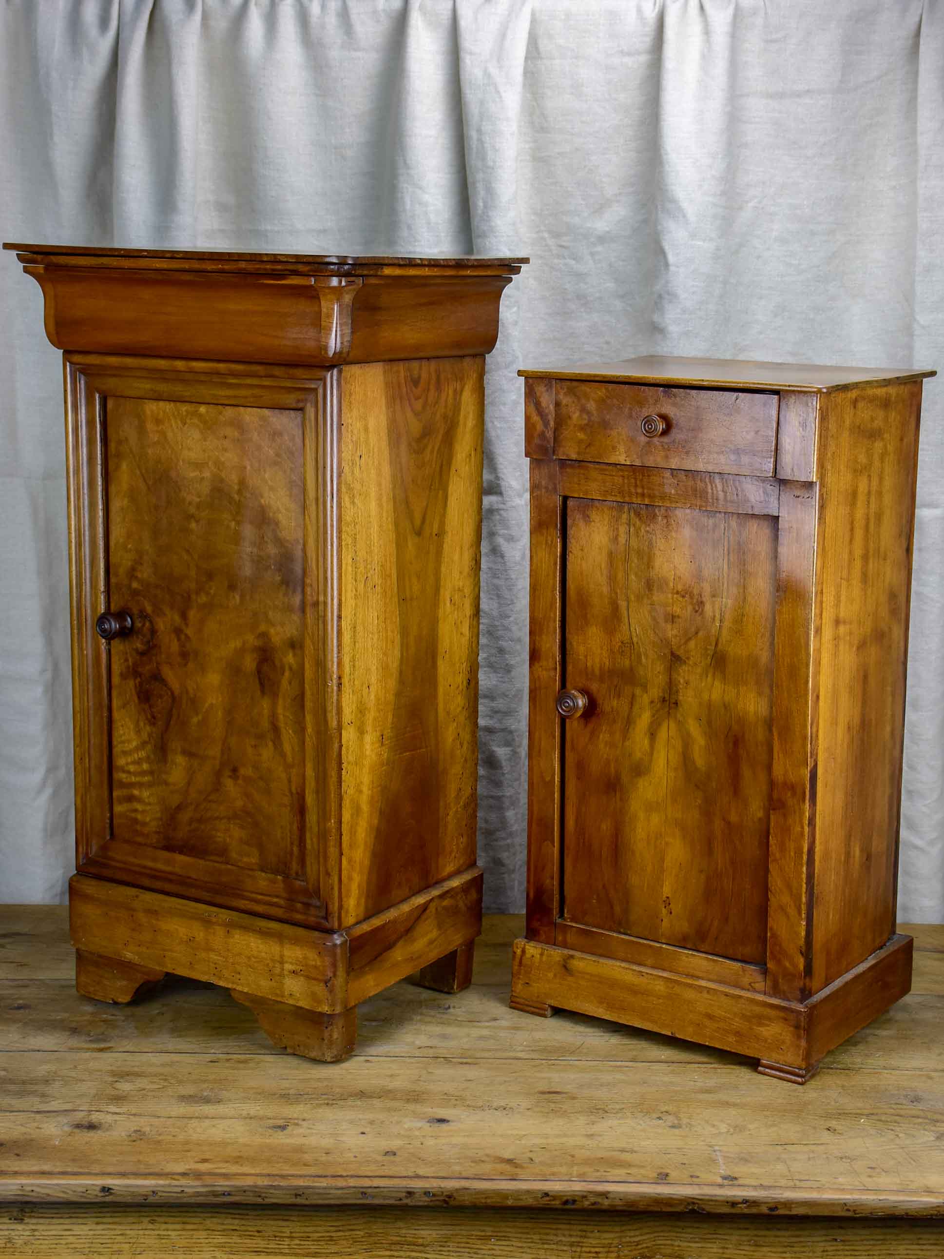 Two Louis Philippe walnut nightstands