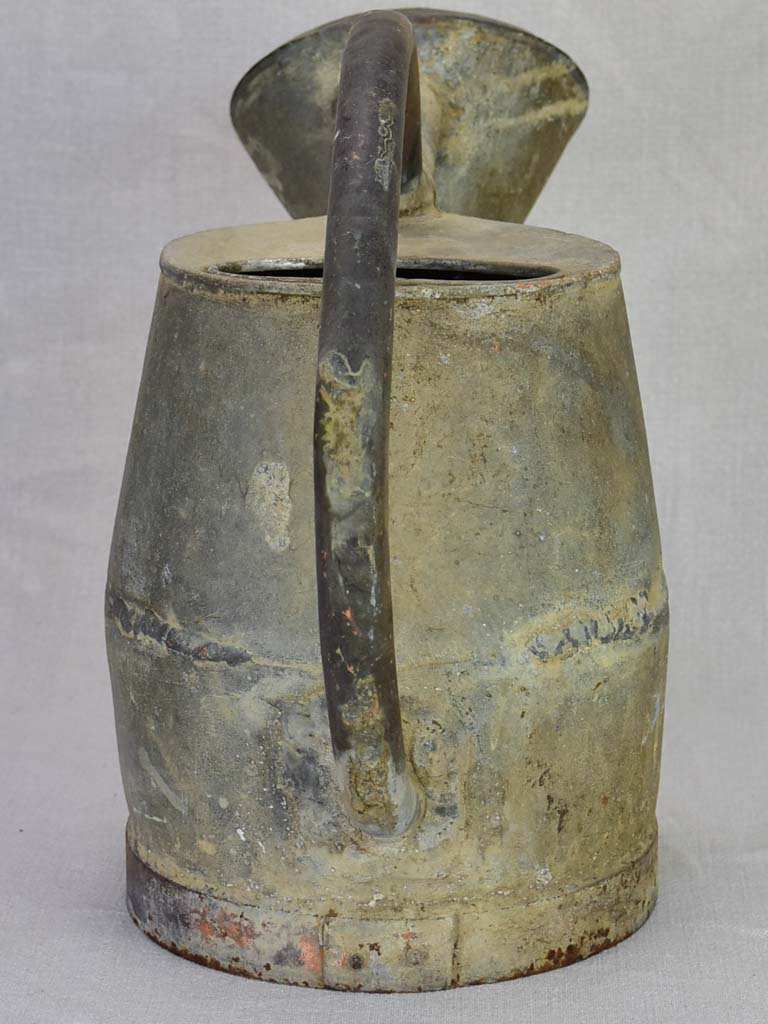 19th century French zinc watering can with large rose head